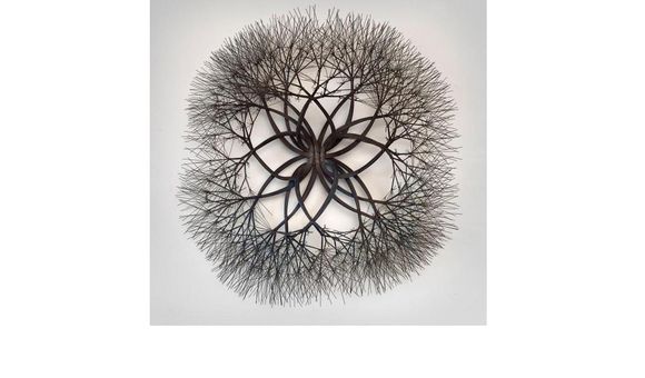 Ruth Asawa, Untitled (S.557, Wall-Mounted Tied Wire, Closed Center Twelve-Petaled Form Based on Nature), bronze wire, 38 x 38 x 12 in. Crystal Bridges Museum of American Art, Bentonville, Arkansas, 2011.39.