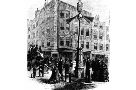 An illustration of the Westminster semaphore from the January 16, 1869, issue of the&nbsp;Illustrated Times