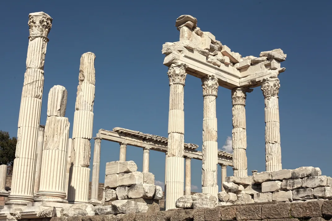 Trajan's columns on the acropolis at Pergamum