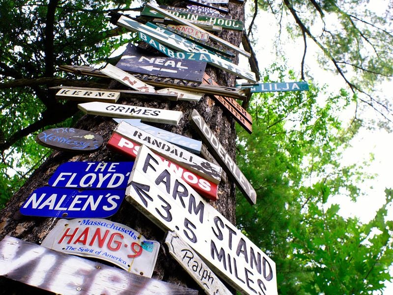 Freedom New Hampshire Signage To Tree To Alert Visitors Of Nearby ...