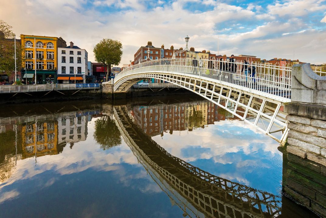 Dublin's Ha'Penny Bridge over the River Liffey