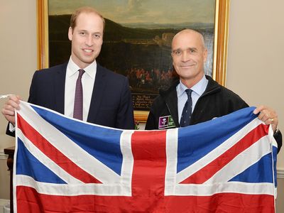 Polar explorer Henry Worsley (right) with Prince William of Britain in October, 2015.