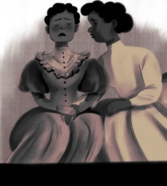 Illustration of Maria Dorsey and her sister, Emily Burton