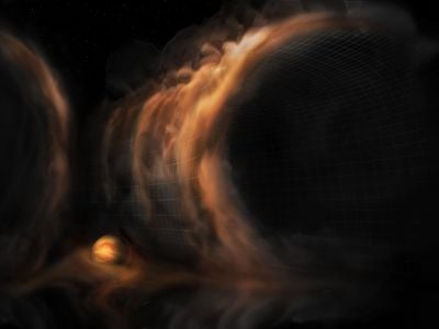 Artist's impression of gas flow in a protoplanetary disk.