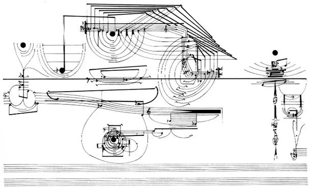 Page 183 of the score for Corenlius Cardew’s “Treatise”