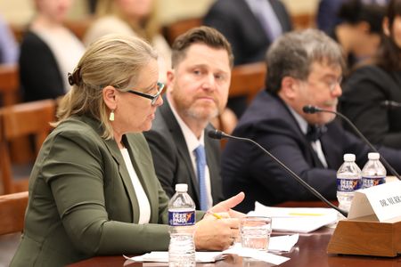 Dr. Suzan Murray, Program Director for the Smithsonian’s Global Health Program, reading her testimony at the House Science Subcommittee’s Coronaviruses: understanding the Spread of Infectious Diseases and Mobilizing Innovative Solutions hearing that occurred in March 2020.