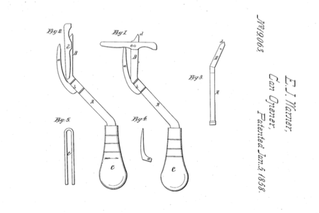 The first can opener was a blade that sawed around the can's edge, leaving a jagged rim.