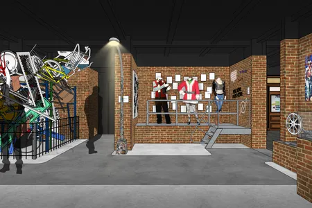 A rendering of a section of the museum focused on&nbsp;Rent, which immerses visitors in the East Village
