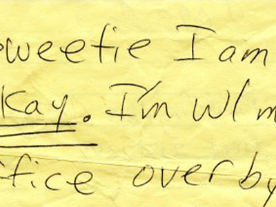 Excerpt from a handwritten note from Daria Gaillard to her husband, Frank, on September 11, 2001 (NMAH)