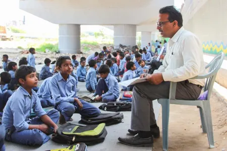 Children at the Free School Under the Bridge, an outdoor, donation-supported school under a highway overpass, learn about not just reading and math, but climate change and the ozone layer.