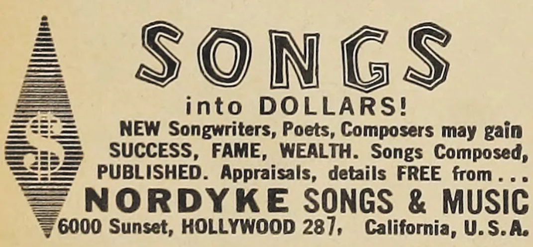 an archival song poem ad