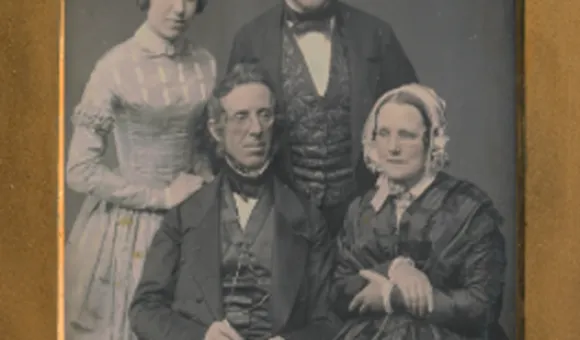 Peter Cooper and Family, unidentified daguerreotypist, three-quarter-plate daguerreotype with applied color, c. 1850. National Portrait Gallery, Smithsonian Institution.