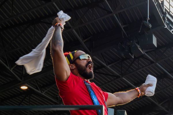 Cheering at a baseball game. thumbnail