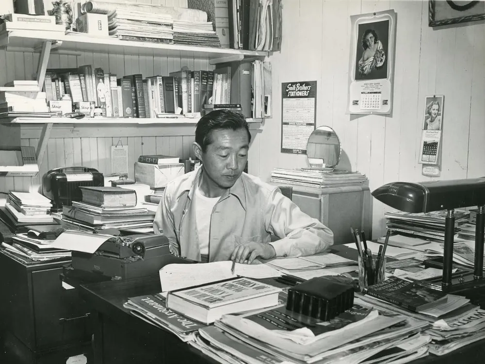 Mori in his office working