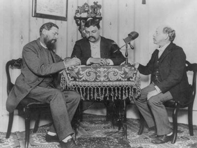 An 1889 photograph of author Horatio Alger (right)