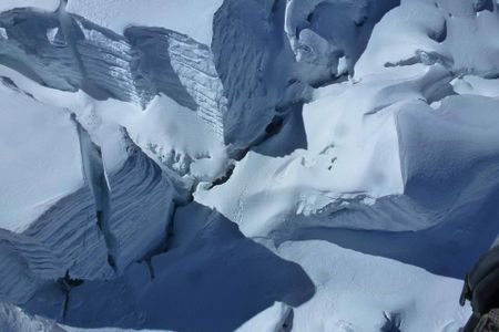 Dr. John All fell 70 feet into this crevasse. 