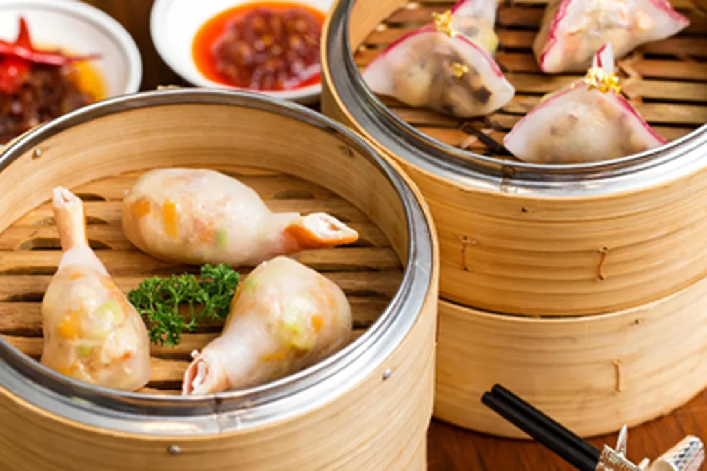 Crab leg and imperial fungus dim sum