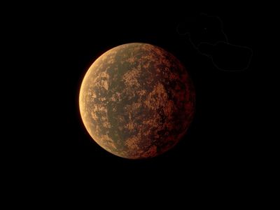 Artist's visualization of the exoplanet LHS 3884b, a likely "lava world" newly discovered by TESS.