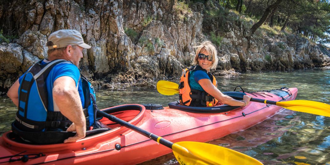 Couple kayaking