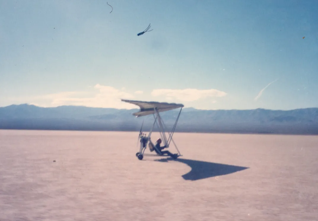 Zdarsky taking off on a dry lakebed