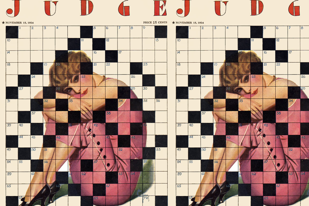 Cover of Judge magazine featuring girl overlaid on crossword puzzle