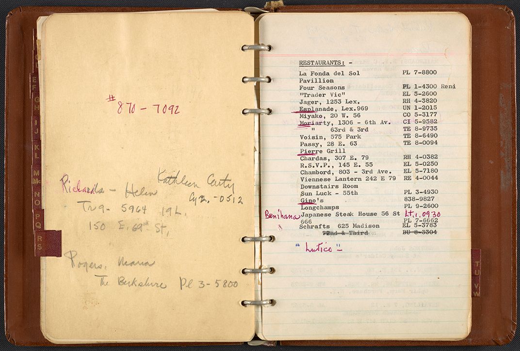 Dorothy Liebes' address book