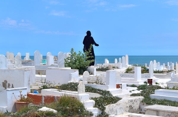 Visiting the cemetery on the seafront of Mahdia, Tunisia thumbnail