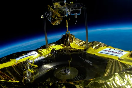 A view from a camera onboard the Icarus craft as it reaches the stratosphere.