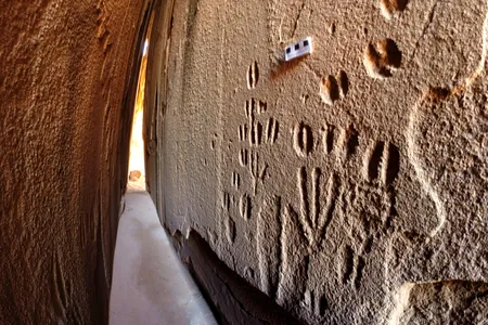 Engravings at the study site depict animal tracks.