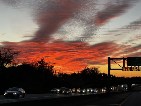 Sunset on the highway thumbnail