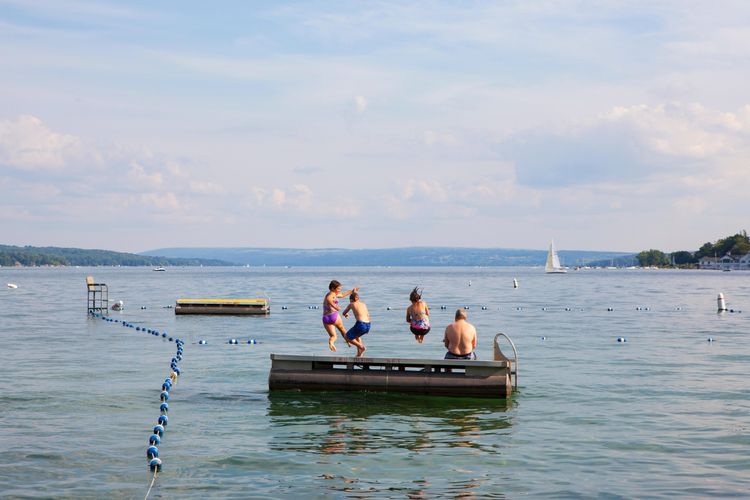 Public swimming in Clift Park in Skaneateles