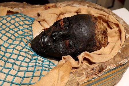 The remains of Takabuti, a young woman who was murdered in the 7th century B.C. in Egypt