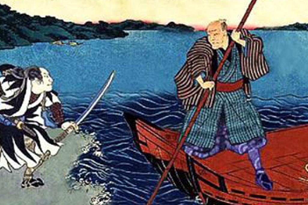 Tsukahara Bokuden sur le lac Biwa