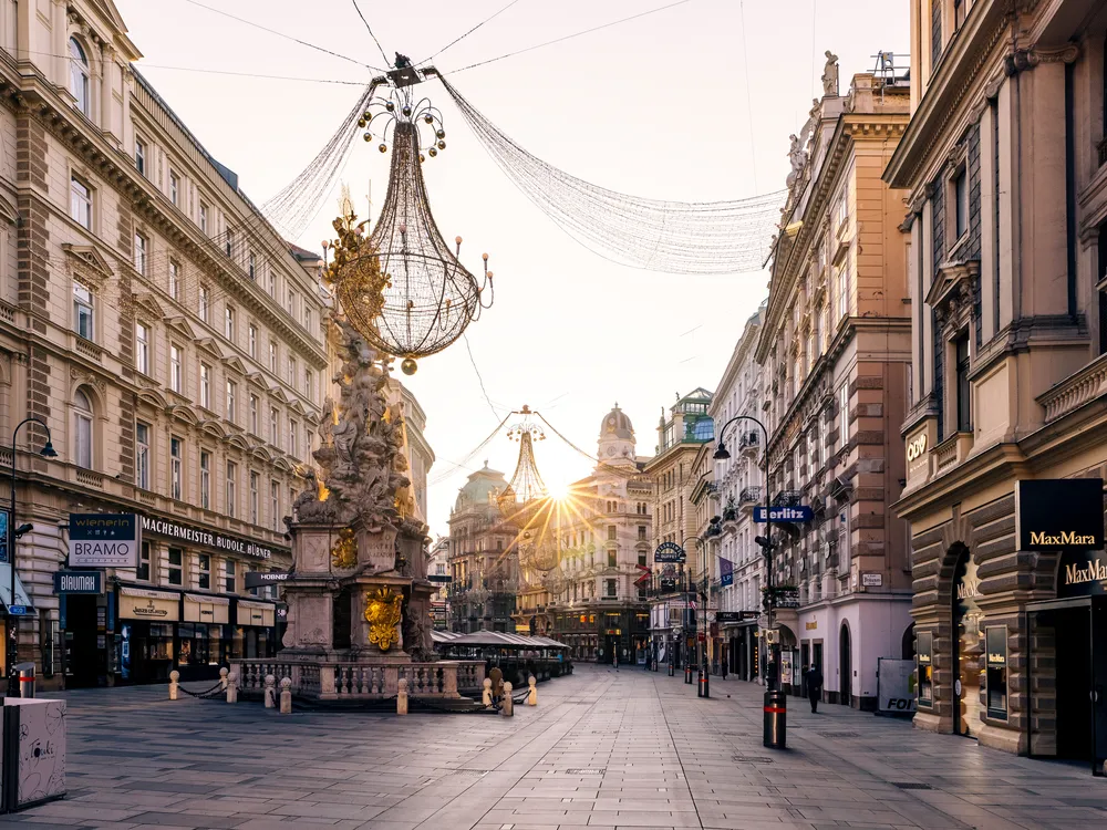 City street in Vienna, Austria