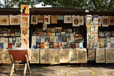 One of the more than 200 bouquiniste stalls along the Seine in Paris