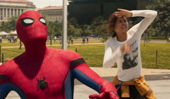 Caption: Zendaya and Tom Holland in Spider-Man: Homecoming (2017); credit: Sony