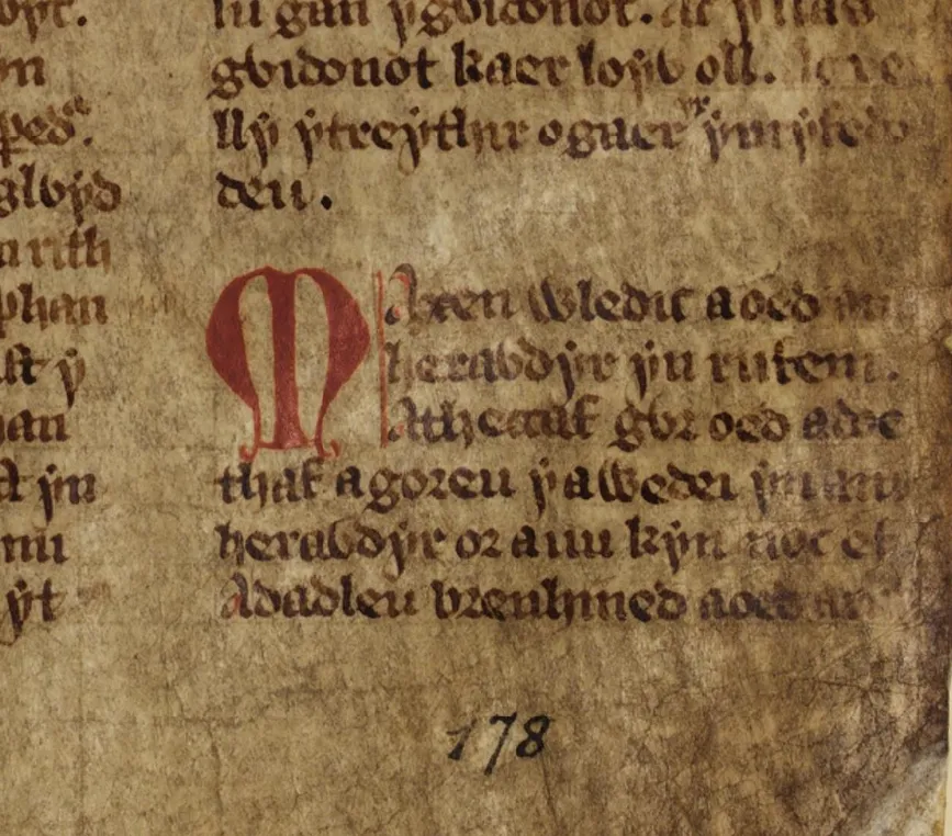 A page from the White Book of Rhydderch showing the beginning of "The Dream of Macsen Wledig"