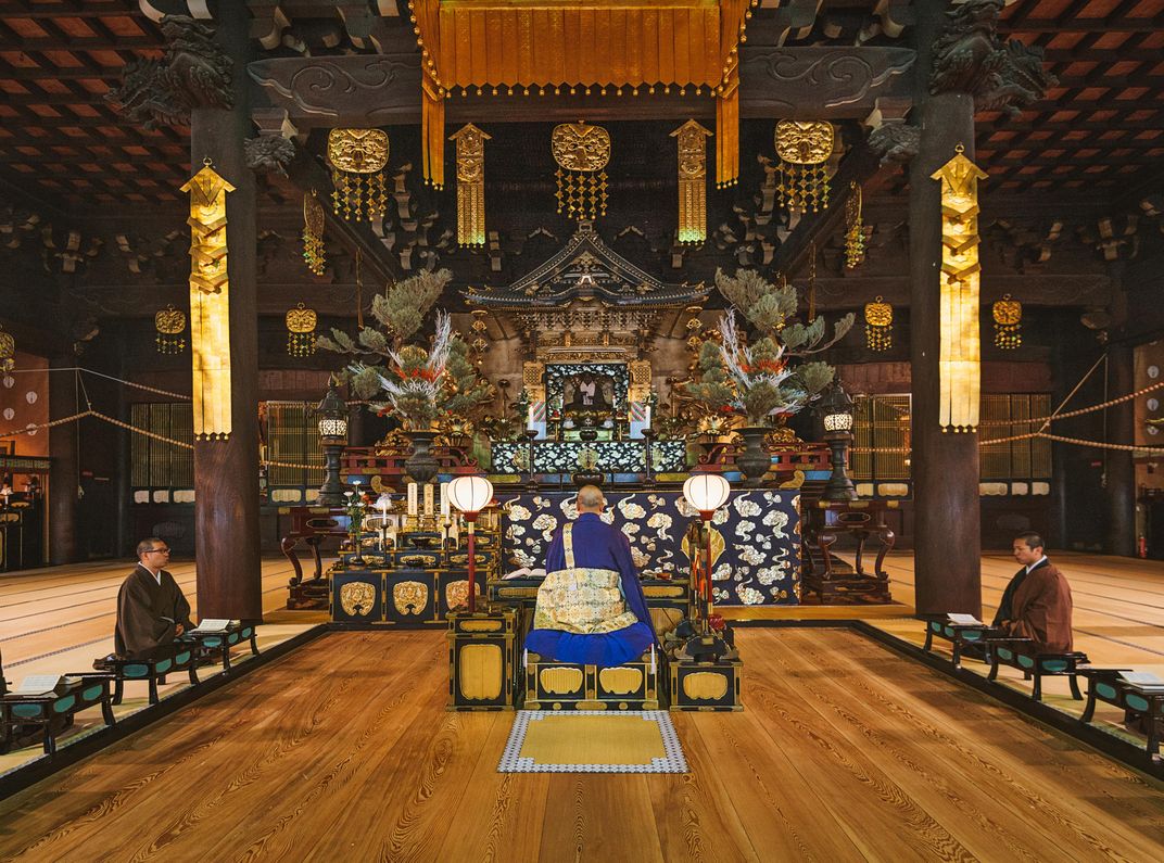 Monk at Buddhist shrine in Kyoto