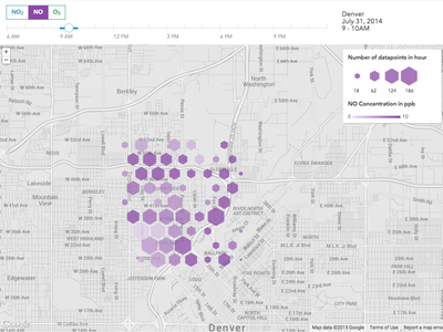A map of nitric oxide pollution in Denver's Highlands neighborhood