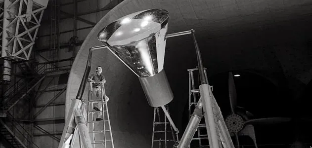 The Mercury space capsule during a 1959 wind tunnel test.