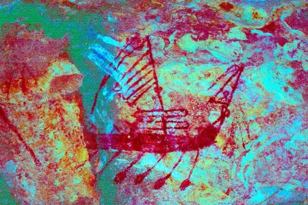 One of the mysterious boats painted in an Australian cave several hundred years ago