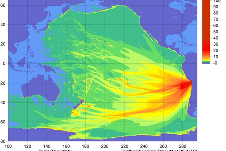 The projected tsunami propagation for last night's Chile earthquake.