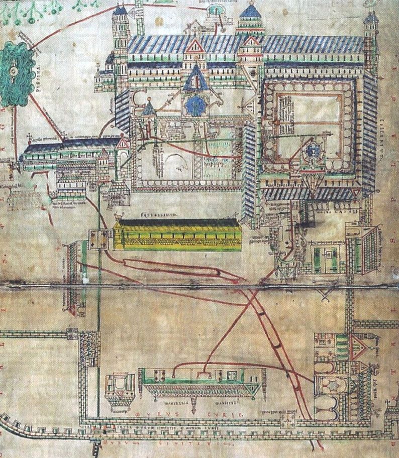 Sewage diagram of Christchurch Monastery, Canterbury (1167)