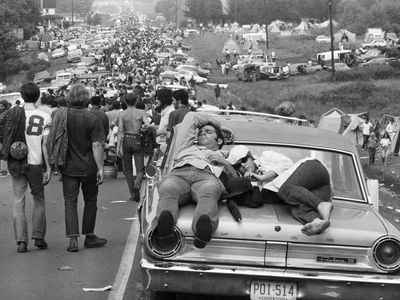Catching some shut eye at Woodstock.
