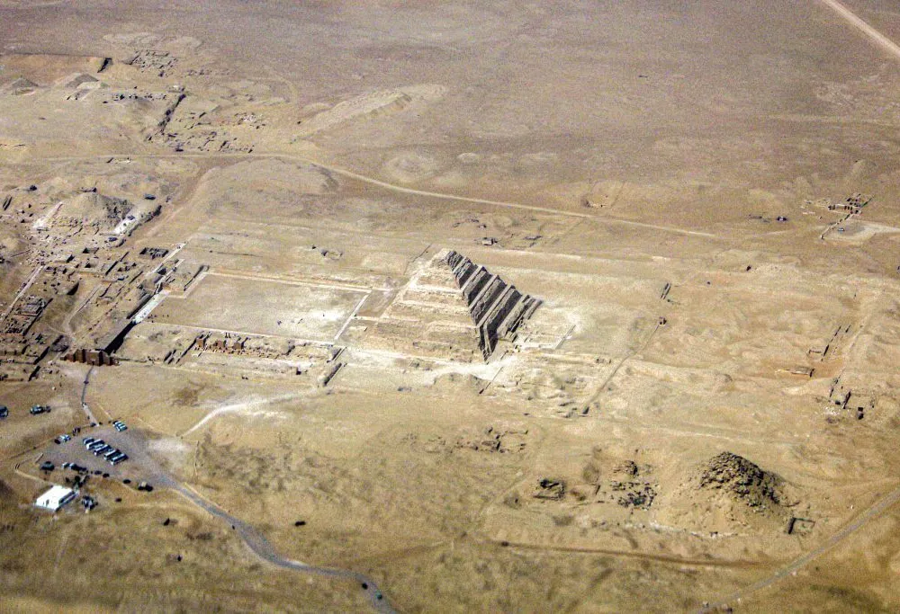 An aerial view of the Step Pyramid in Egypt