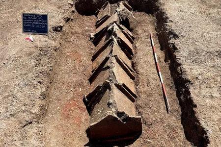 Many of the graves found at this ancient Roman burial ground were protected by tile or terra-cotta coverings.