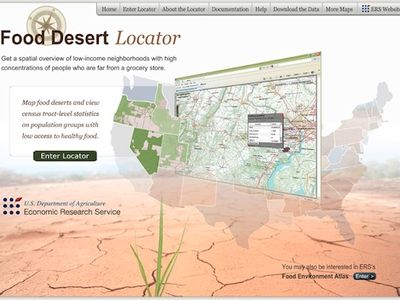 Screenshot of the Food Desert Locator home page.

