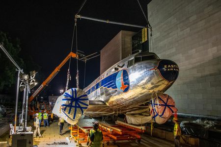 In July, the Museum’s DC-3, sans wings and engines, made the journey from the National Mall to northern Virginia.