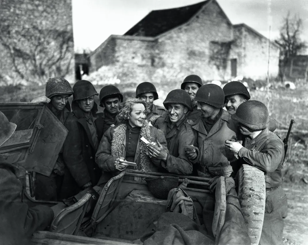 Actress Marlene Dietrich in Europe in 1945