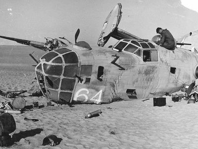 Nose view of the Consolidated B-24D Lady Be Good crash site.